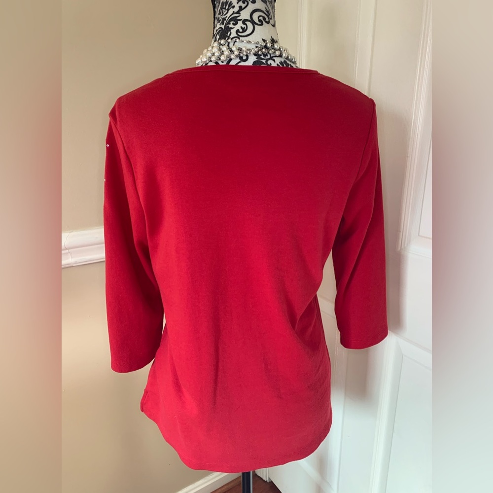 Quacker Factory Fall Splendor butterfly over shoulder & Front, size Small - Picture 4 of 9